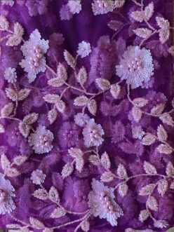 Fabulous Luxury Lilac Tulle Fabric embellished with Beads, Peals and Sequins- 5 yards