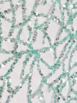 Heavy Beaded Lace fabric Green Cut Dana Lace fabric and sequence from Demira Design House