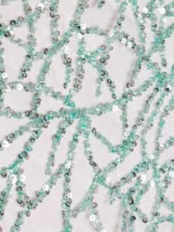 Heavy Beaded Lace fabric Green Cut Dana Lace fabric and sequence from Demira Design House